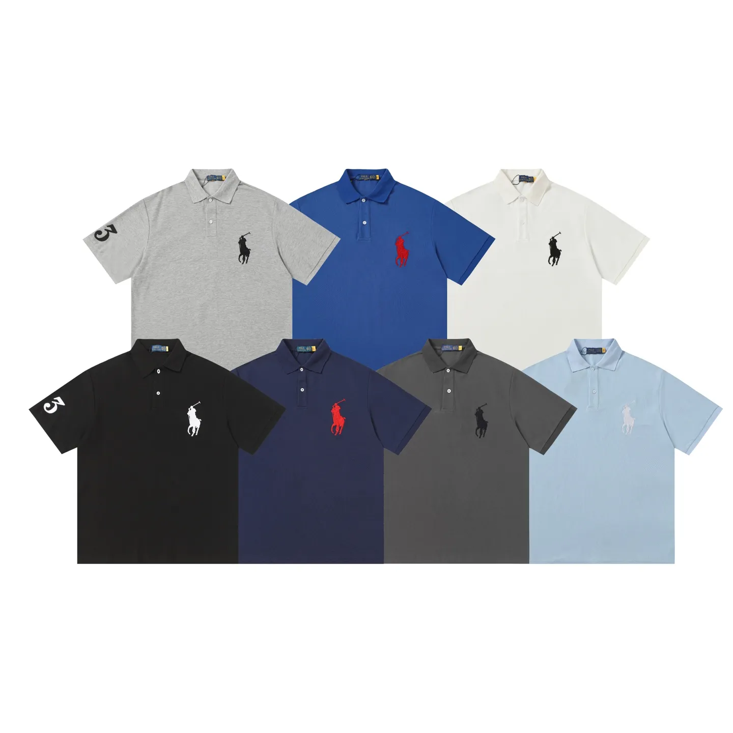 P150 Style No.: A012 [Ralph Lauren Classic Logo Embroidered Polo Shirt] ✅250g fine cotton pique fabric, custom-woven and dyed threads ✅Original stickers Scan the QR code to enter the official website ✅Large version, loose and stylish, can wear up to 210 pounds Color: Black White Navy Blue Sky Blue Dark Gray Floral Gray Size: S-XL